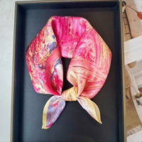 Écharpe carrée 100% soie véritable 53*53cm, imprimé floral frais, petite écharpe en soie pour femme, personnalisation OEM ODM disponible