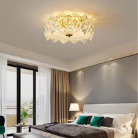 Lampe de plafond ronde moderne en verre, style artistique, luxe, pour salon et chambre, finition dorée