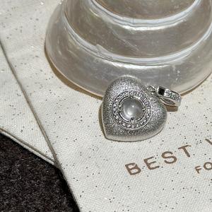 Pendentif en argent pur S925, cœur brossé, design de niche, simple et tendance, vintage, doux, cool, charmes en forme de cœur - Product Image 5