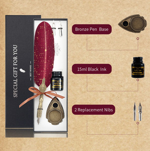 XinyiArt – Ensemble stylo <span class=keywords><strong>plume</strong></span> et encre vintage noir, série classique, <span class=keywords><strong>plume</strong></span> <span class=keywords><strong>d</strong></span>'<span class=keywords><strong>oie</strong></span> avec support sculpté, plumes de <span class=keywords><strong>calligraphie</strong></span>, écriture antique - Product Image 2