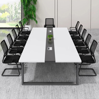 Grande Table de Réunion en Bois 4m 5m pour 10 Personnes, Bureau de Conférence Professionnel