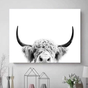 Pósteres e impresiones <span class=keywords><strong>de</strong></span> <span class=keywords><strong>animales</strong></span> <span class=keywords><strong>salvajes</strong></span>, <span class=keywords><strong>Cuadros</strong></span>, cuadro <span class=keywords><strong>de</strong></span> Arte <span class=keywords><strong>de</strong></span> pared para decoración para sala <span class=keywords><strong>de</strong></span> estar, pintura en lienzo <span class=keywords><strong>de</strong></span> vaca <span class=keywords><strong>de</strong></span> montaña Yak en blanco y negro - Product Image 4