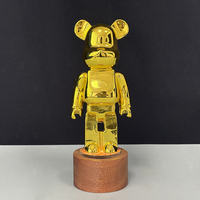 Trophées en résine dorée en forme d'ours avec base en bois lumineuse MH-FJ0084
