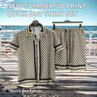 Nouveau modèle d'été T-shirt à col tricoté à séchage rapide avec impression numérique 3D pour homme, inspiration Hawaï, style urbain