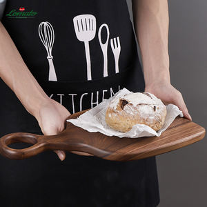 Pouf en bois d'acacia noyer noir avec poignées en métal planches de service en bois pour café nourriture petit déjeuner dîner blocs à découper - Product Image 5