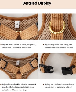 สายจูงสุนัขผ้าลูกฟูกแบบถักตาข่ายนุ่มระบายอากาศได้ดีทำจากยางเท็ดดี้โลโก้ได้ง่ายตามต้องการ - Product Image 3