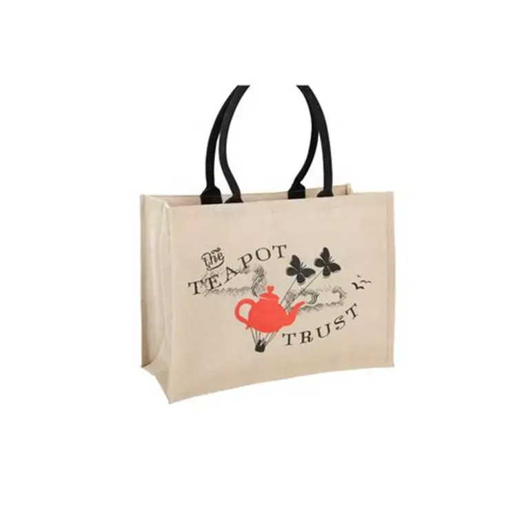 Eco Friendly Fashionable Silk Screen Printing Customized Jute Bag Tote