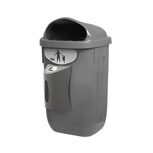 Cestino per Rifiuti Canini 50 L Grigio con Dispenser Sacchetti per Uso Esterno - Product Image 2