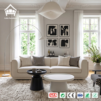 Ensemble de canapés de luxe en coton et lin avec fauteuil, canapé en tissu blanc crème, mobilier moderne et minimaliste sur mesure pour toute la maison