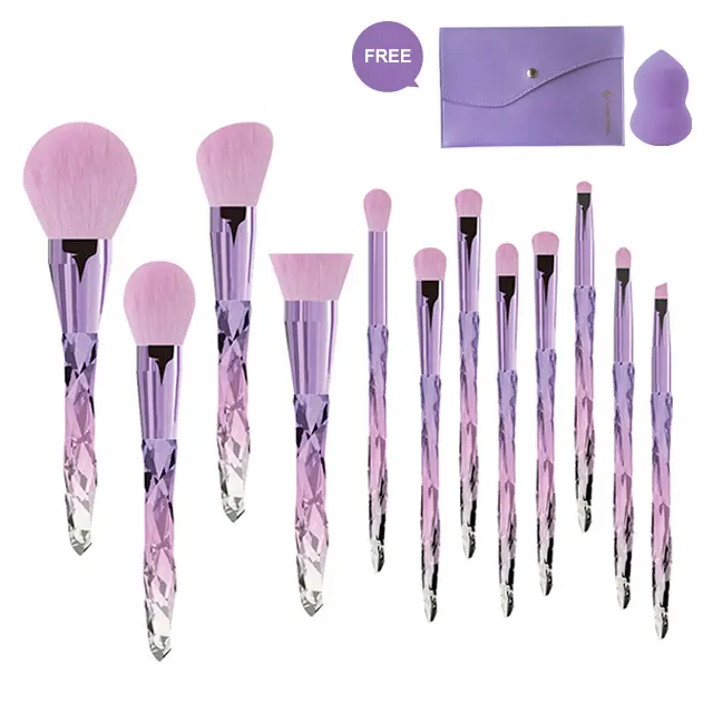 High Quality make up brush set 12Pcs Bling Crystal Makeup Brushes Foundation Make Up Brushes Cosmetic Tools