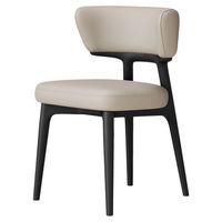 Chaise de salle à manger de luxe de haute qualité avec coussin en cuir noir et pieds en bois massif, style pour la maison et les restaurants, L006