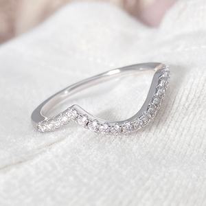 En stock - Bagues irrégulières - Bijoux - Argent plaqué or - Pierres brillantes en CZ - Bague en zircone ondulée pour filles - Cadeau - Product Image 6