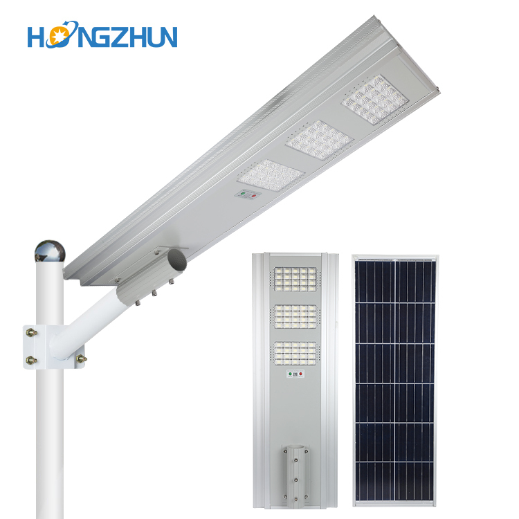 SMD al aire libre ip65 impermeable 100w 150w 200w integrado todo en una luz de calle solar llevada