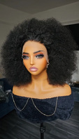 Perruque Courte Afro Bouclée Frisée en Cheveux Humains Naturels Brésiliens, Dentelle Frontale HD, Densité 210%, pour Femmes