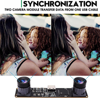 Webcam 1080P 60FPS avec double objectif 120 degrés sans distorsion, module caméra stéréo synchronisé UVC USB 2.0 pour la reconnaissance faciale