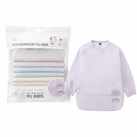 Ensemble bavoirs d'alimentation imperméables à manches longues et tablier, bavoir d'alimentation en PU à manches longues pour bébé, bavoir anti-huile et facile à nettoyer pour tout-petit