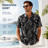 Chemise hawaïenne à manches courtes pour homme, tricotée, sans coutures, imprimé numérique floral, respirante, idéale pour les vacances à la plage