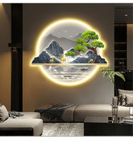 Décoration Murale LED Moderne de Luxe, Art Mural Paysager, Finition Porcelaine, Cristal, pour Chambre, Fond de Canapé, Salon
