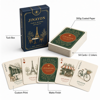 Jeu de cartes de poker personnalisé style bistrot français, doré à chaud, en papier couché, coins arrondis, boîte à rabat, 54 cartes + 2 jokers, pour restaurant