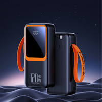 Batterie externe portable ultra-mince à charge rapide 22,5 W avec logo personnalisable, compatible voyage, prise universelle et câbles intégrés, batterie Li-polymère