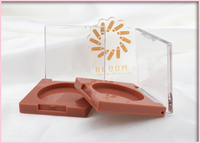 Boîtier compact carré vide en plastique transparent avec couvercle, personnalisable avec logo, pour fard à paupières, blush et illuminateur