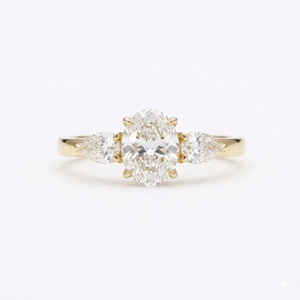 Anillo de Compromiso de Lujo con Diamante Cultivado en Laboratorio de Corte Ovalado, Oro Blanco Sólido de 14K/18K, Banda Pavé Brillante, VVS/VS/CVD/HPHT, Joyería Fina para Mujer - Product Image 1