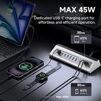 Hub USB Aluminium 15 Port (1 USB-C 12 USB-A) PD 100W/45W 10Gbps Data Kabel 3.3FT untuk PC/Laptop/iPad Tersedia