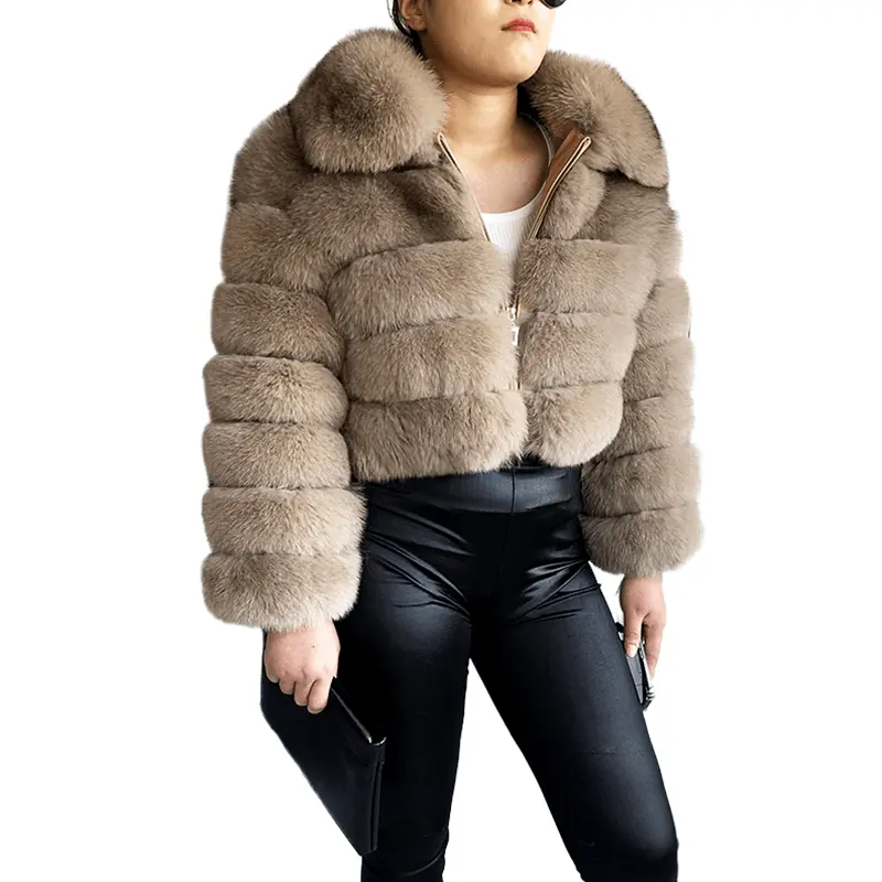 Winter Warm Fluffy WOmen Fur Outerwear Jacket Natural Real Fox Fur Coats For Girls