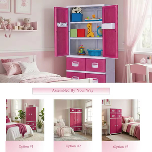 Foldable Multifunctional <b>Plastic</b> Stackable Storage Container with Rattan Pattern Drawer and Hanging Clothes <b>Rod</b> for Home - Product Image 3