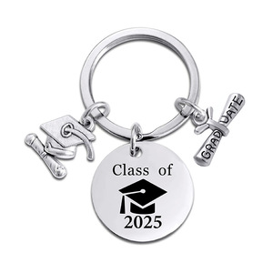 Trường Trung Học Cao Đẳng 2025 cao cấp tốt nghiệp mùa Quà Tặng biểu tượng tùy chỉnh văn bản đánh bóng thép không gỉ Mặt dây chuyền quyến rũ Keychain vòng chìa khóa - Product Image 1