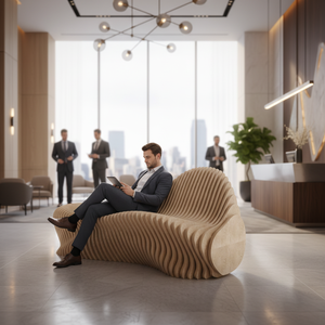 Banc en bois massif moderne, mobilier commercial extérieur personnalisé, chaises décoratives pour centre commercial, parc, salle de sport - Product Image 2