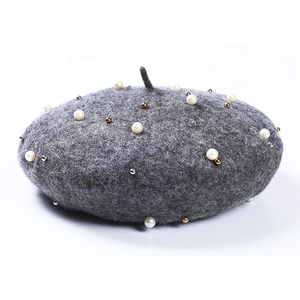 Solide Béret Français Hiver Perle <span class=keywords><strong>Laine</strong></span> Chapeau Femmes haute qualité hiver femme béret chapeau Doux <span class=keywords><strong>Bonnet</strong></span> Casquettes de Ski - Product Image 2