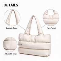 Sac à main matelassé doux et moelleux pour femmes, grand sac à bandoulière en nylon, sac de shopping léger, logo personnalisé disponible