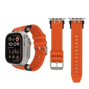 สายนาฬิกาซิลิโคนสำหรับ Apple Watch S10 11 46 มม. Ultra 49 มม. SE 44 มม. 42 มม. 38 มม. แบบสปอร์ต หัวเข็มขัดสแตนเลส - Product Image 1