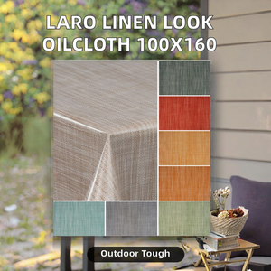 Nappe de jardin en toile cirée <span class=keywords><strong>Laro</strong></span>, aspect lin, motif beige et marron, taille 100x160cm, utilisation en extérieur - Product Image 2