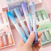 Surligneurs à pointe inclinée en plastique dégradé, respectueux des yeux, pour papier, journal étudiant, grande capacité, lot de 4 marqueurs en boîte