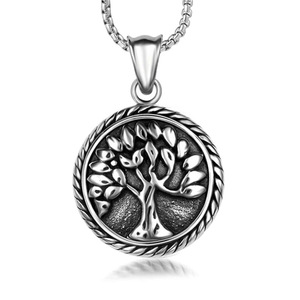 Collier pendentif arbre rond vintage avec chaîne 401*2.5*60CM, bijoux cadeau unisexe SP473 - Product Image 4
