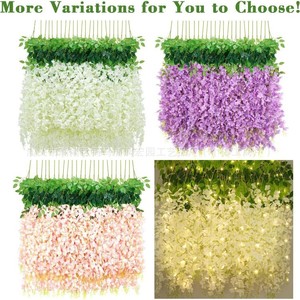 Fleurs artificielles de glycine, guirlandes en plastique, toile de fond dense pour décorations de plafond de mariage - Product Image 5
