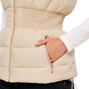 <strong>Women's</strong> Waterproof Casual Polyester Filled <strong>Hooded</strong> <strong>Padded</strong> Vest-Shirred Waist Sleeveless <strong>Gilet</strong> Tailored Slim Silhouette Windproof - Product Image 6