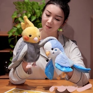 Marionnette à main en peluche <span class=keywords><strong>Perroquet</strong></span> de dessin animé, petite poupée oiseau, marionnette interactive parent-enfant, cadeau de festival - Product Image 1