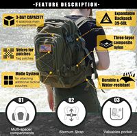 Sac à dos tactique vert 3 jours Assault Pack Molle System pour hommes Camping Chasse Voyage Trekking Bug Bag Daypack