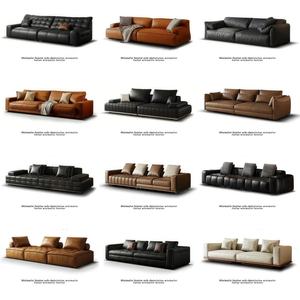 Sofá Modular Grande de 2 Plazas Bloque Tofu de Estilo Minimalista Simple en Terciopelo Color Crema con Estructura de Madera y Relleno de Esponja Contemporáneo para Sala de Estar - Product Image 3