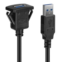 Kabel Ekstensi USB 2.0 3.0 Hitam Grosir untuk Panel Flush Mount di Mobil, Truk, Kapal, Motor, Dashboard 0.3M 1M 2M