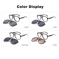 Lunettes optiques de haute qualité à monture en acétate tendance avec clip magnétique, design double pont, lunettes de soleil pour hommes et femmes