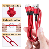 Kabel Data Nylon Pengisian Cepat 3-in-1 Tipe C ke USB Super 3A 5A dengan Logo Custom Bahan Tembaga Murni, Promo Hot Sale