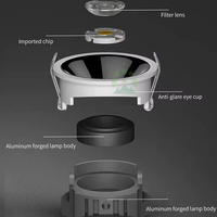 Foco LED ultrafino Cob CE tamaño recortado 75MM 10W Cromo Negro Blanco LED abajo luces ajustables 24 ° 36 ° 55 °