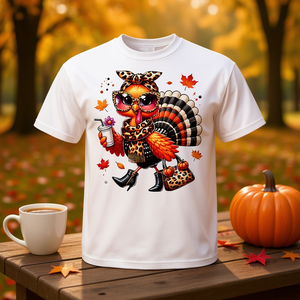 T-shirt Boujee Turkey Leopard Thanksgiving Fall Chic Turkey Coffee - Product Image 3