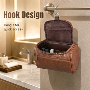 Trousse de Toilette Suspendue pour Homme 2026, Grande Capacité, en Cuir PU, Organisateur de Voyage Imperméable avec Crochet pour <span class=keywords><strong>Voyages</strong></span> d'Affaires - Product Image 4