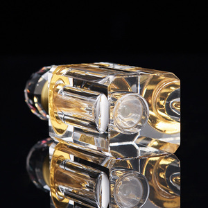 Small Bridge Luxury Fancy Art Style <strong>Empty</strong> Clear Square Crystal Glass Packaging Perfume Bottle with Gold Aluminum Crystal Ball - Product Image 5