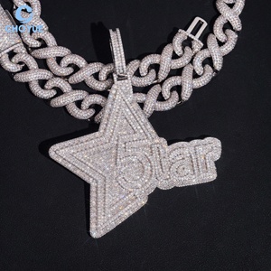 Custom Star Design Iced Out Fully Moissanite <b>Pendant</b> <b>Solid</b> 925 Sterling Silver <b>Gold</b> Plated VVS Moissanite Charms Hip Hop Jewelry - Product Image 6